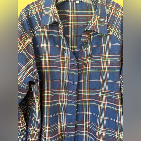 Ladies Plaid Button Down 90's Style Top Size XL - Picture 6 of 9